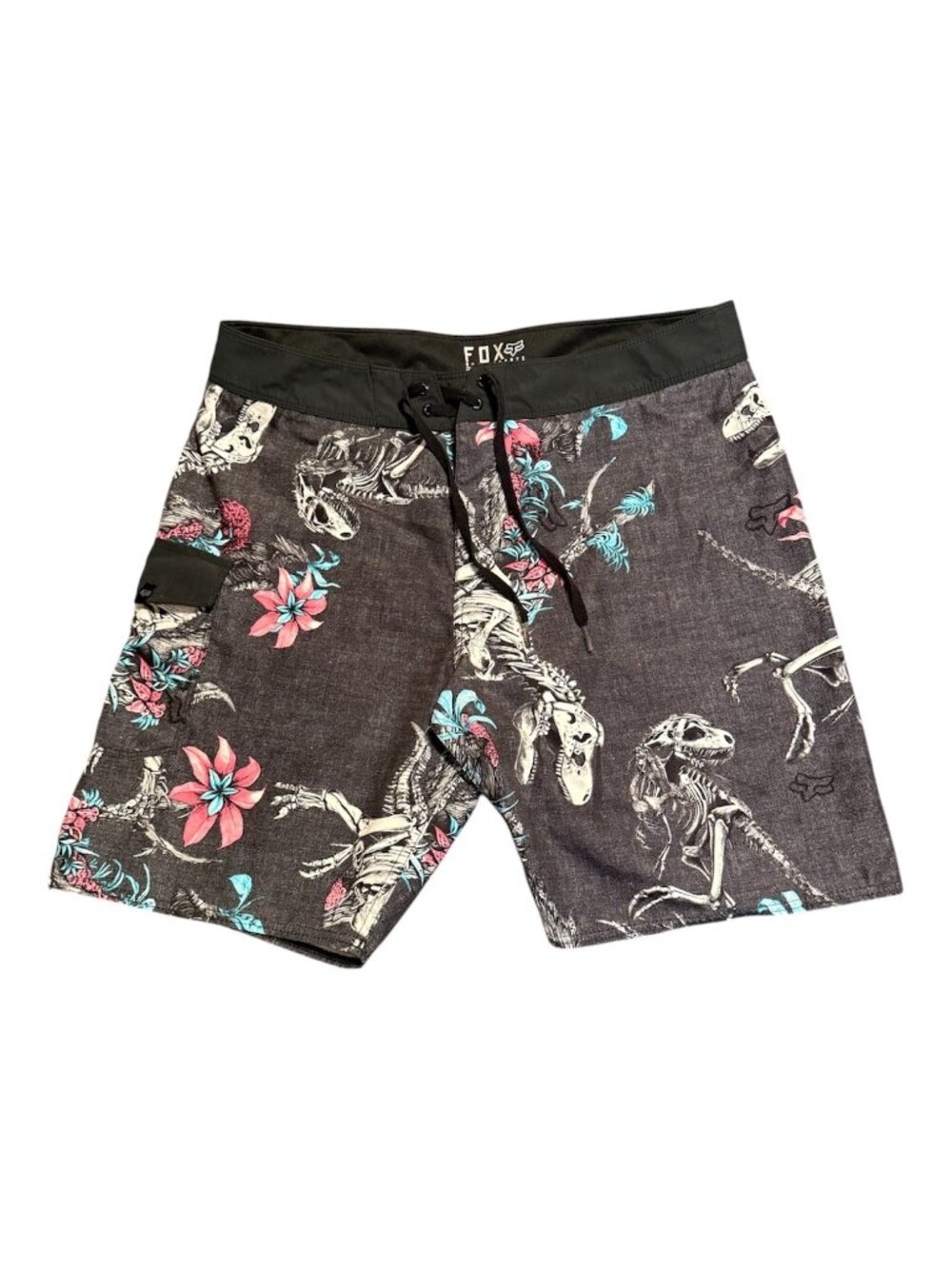 Fox Men's Shorts Dinosaur Floral Shorts Sz: 34 Gray Pink White Check Desc